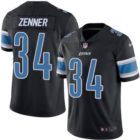 Men's Nike Detroit Lions #34 Zach Zenner Elite Black Rush Vapor Untouchable NFL Jersey - Ujersey