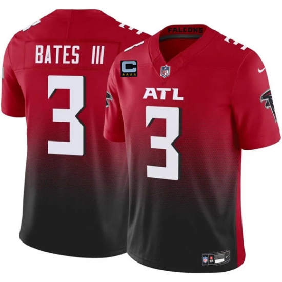 Men's Atlanta Falcons #3 Jesse Bates III Red Black 2025 F.U.S.E With 4-Star C Vapor Untouchable Limited Football Stitched Jersey
