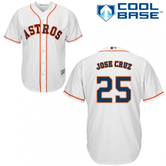 Men's Majestic Houston Astros #25 Jose Cruz Jr. Replica White Home Cool Base MLB Jersey - Ujersey