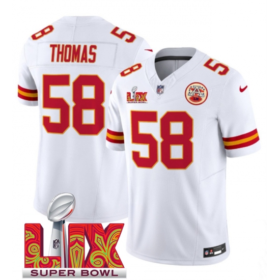 Men's Kansas City Chiefs #58 Derrick Thomas White 2025 Super Bowl LIX F.U.S.E. Vapor Limited Stitched Football Jersey - Ujersey