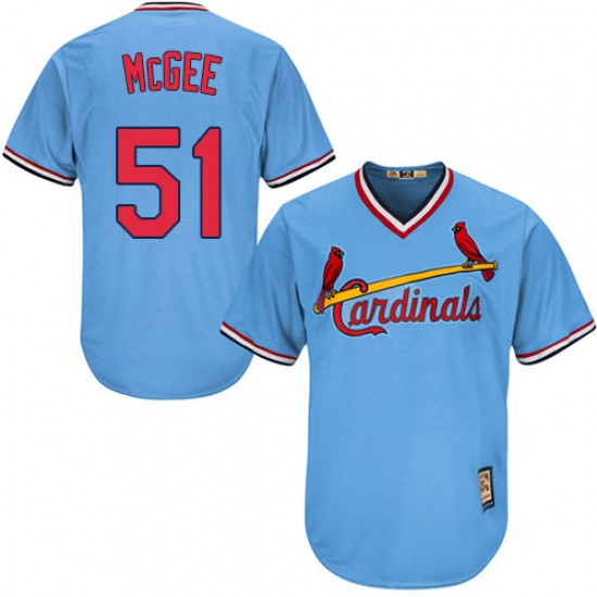 Men's Majestic St. Louis Cardinals #51 Willie McGee Replica Light Blue Cooperstown MLB Jersey - Ujersey