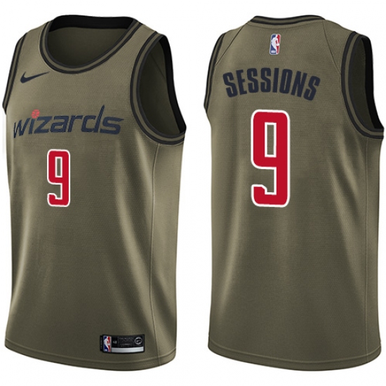 Men's Nike Washington Wizards #9 Ramon Sessions Swingman Green Salute to Service NBA Jersey - Ujersey