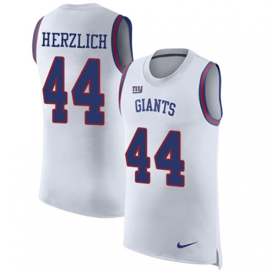 Men's Nike New York Giants #44 Mark Herzlich Limited White Rush Player Name & Number Tank Top NFL Jersey - Ujersey