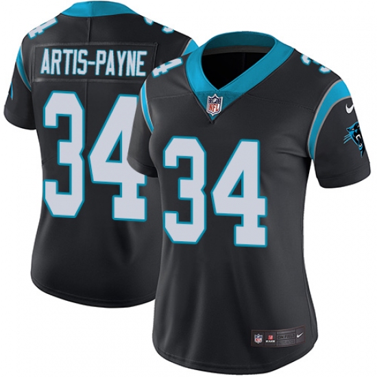 Women's Nike Carolina Panthers #34 Cameron Artis-Payne Black Team Color Vapor Untouchable Limited Player NFL Jersey - Ujersey