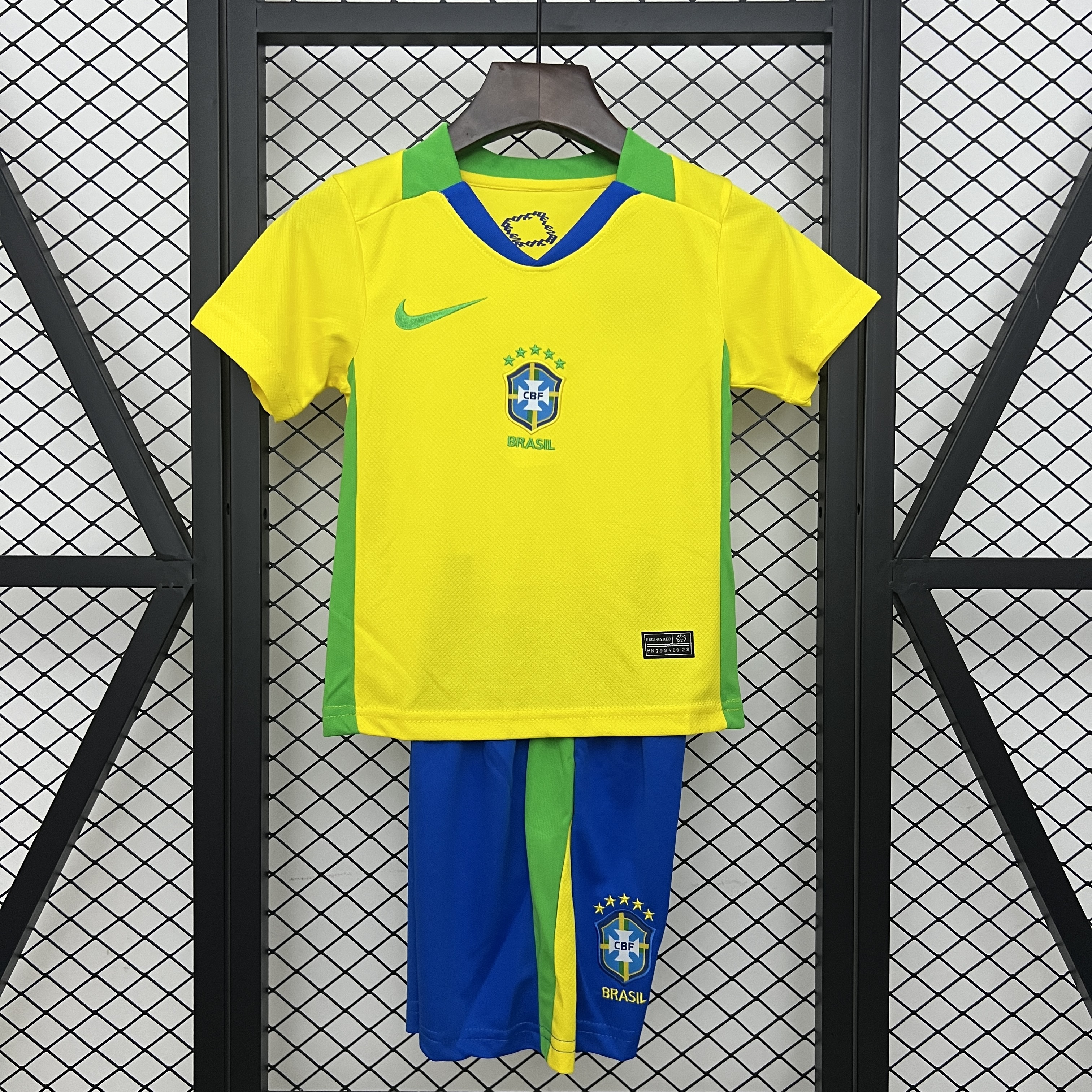 Brazil Home Soccer Uniform Kids Kit Jersey+Shorts 2025 - U-jersey