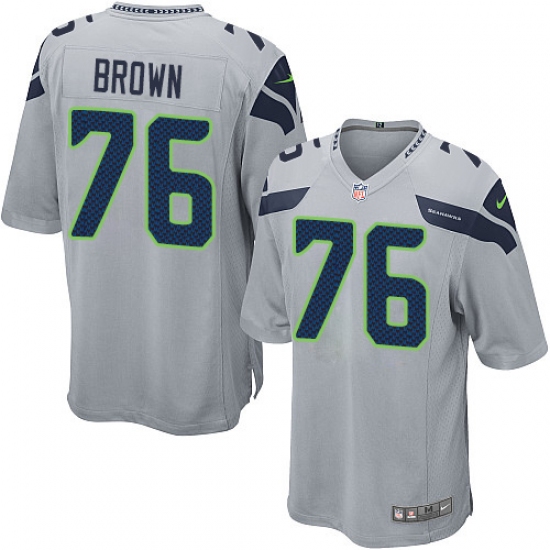 Men's Nike Seattle Seahawks #76 Duane Brown Game Grey Alternate NFL Jersey - Ujersey