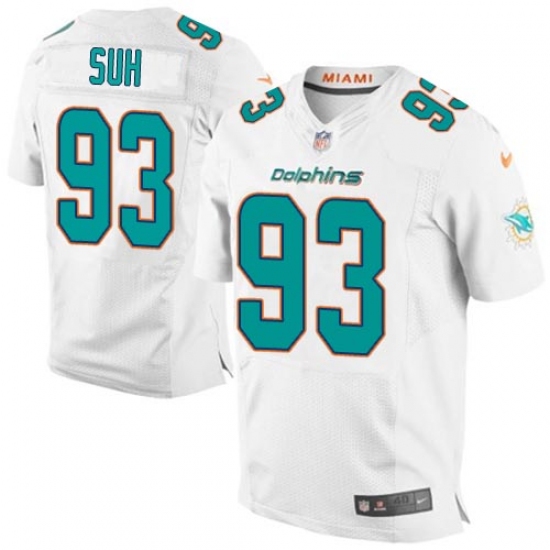 Men's Nike Miami Dolphins #93 Ndamukong Suh Elite White NFL Jersey - Ujersey