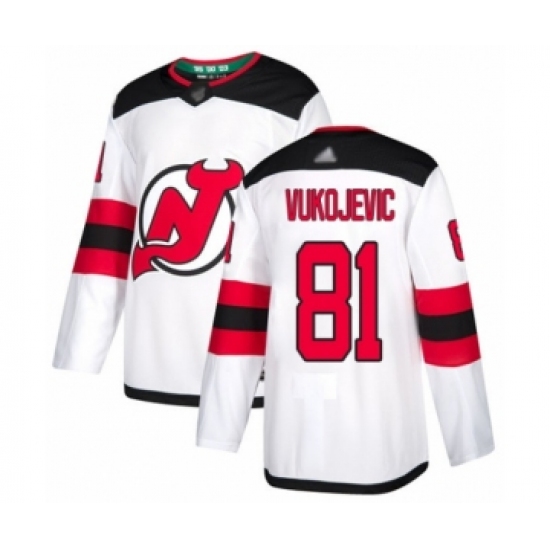 Youth New Jersey Devils #81 Michael Vukojevic Authentic White Away Hockey Jersey - Ujersey