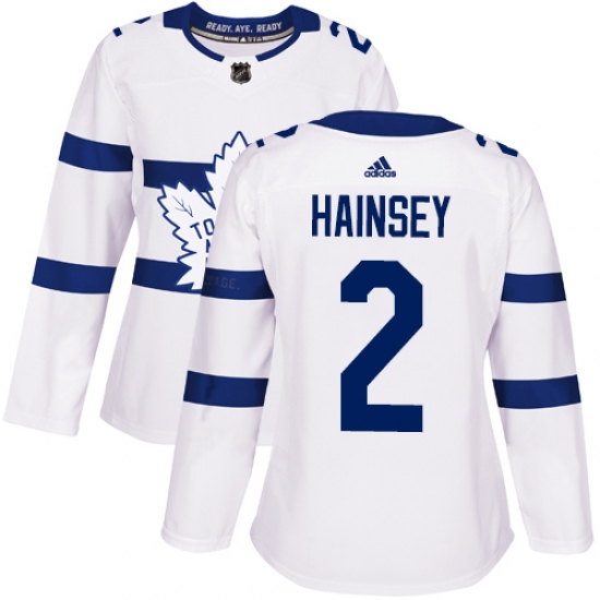 Women's Adidas Toronto Maple Leafs #2 Ron Hainsey Authentic White 2018 Stadium Series NHL Jersey - Ujersey