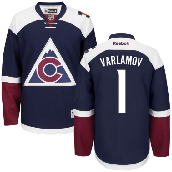 Women's Reebok Colorado Avalanche #1 Semyon Varlamov Authentic Blue Third NHL Jersey - Ujersey