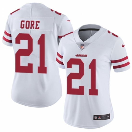 Women's Nike San Francisco 49ers #21 Frank Gore White Vapor Untouchable Elite Player NFL Jersey - Ujersey
