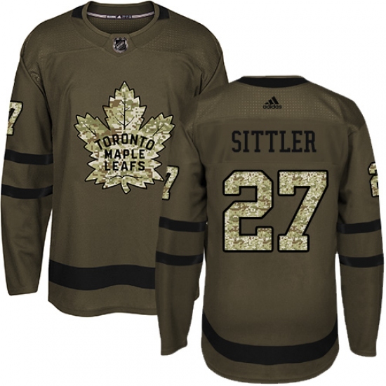 Youth Adidas Toronto Maple Leafs #27 Darryl Sittler Authentic Green Salute to Service NHL Jersey - Ujersey