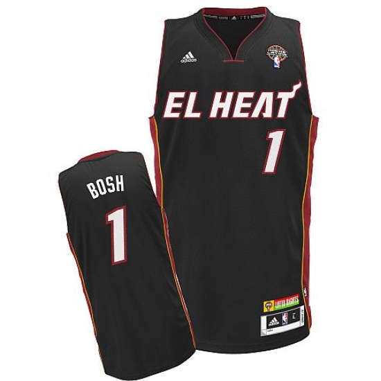 Men's Adidas Miami Heat #1 Chris Bosh Swingman Black Latin Nights NBA Jersey - Ujersey