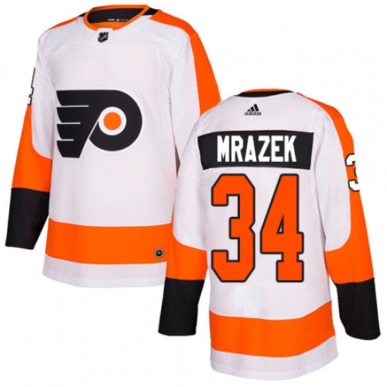 Men's Adidas Philadelphia Flyers #34 Petr Mrazek Authentic White Away NHL Jersey - Ujersey