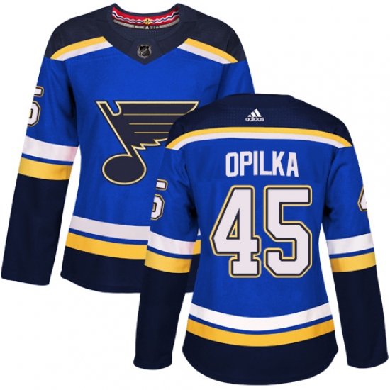 Women's Adidas St. Louis Blues #45 Luke Opilka Authentic Royal Blue Home NHL Jersey - Ujersey