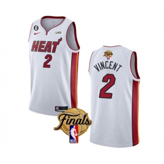 Men's Miami Heat #2 Gabe Vincent White 2023 Finals Association Edition With NO.6 Stitched Basketball Jersey - Ujersey