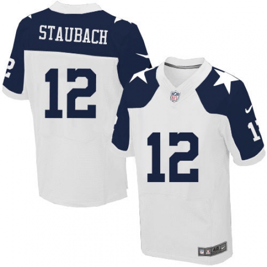 Men's Nike Dallas Cowboys #12 Roger Staubach Elite White Throwback Alternate NFL Jersey - Ujersey