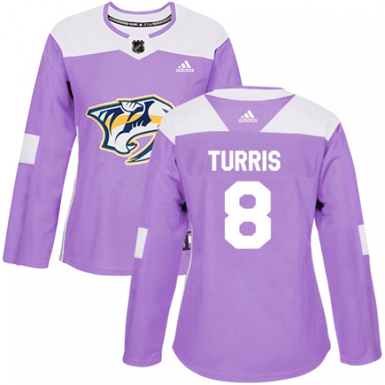 Women's Adidas Nashville Predators #8 Kyle Turris Authentic Purple Fights Cancer Practice NHL Jersey - Ujersey