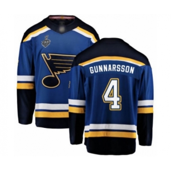 Youth St. Louis Blues #4 Carl Gunnarsson Fanatics Branded Royal Blue Home Breakaway 2019 Stanley Cup Final Bound Hockey Jersey