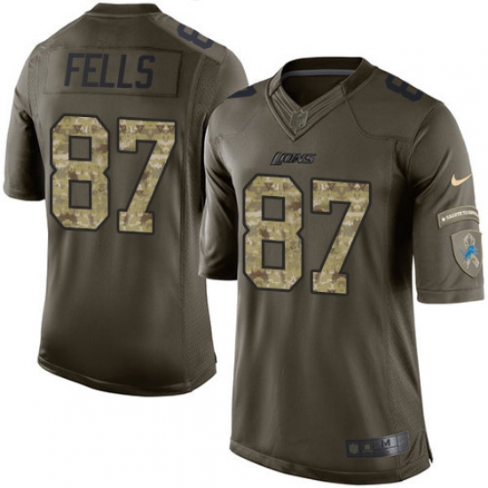 Men's Nike Detroit Lions #87 Darren Fells Elite Green Salute to Service NFL Jersey - Ujersey