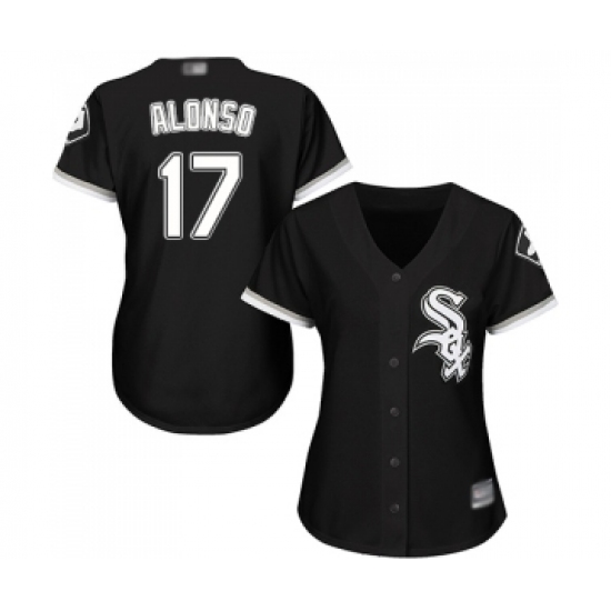 Women's Chicago White Sox #17 Yonder Alonso Replica Black Alternate Home Cool Base Baseball Jersey - Ujersey