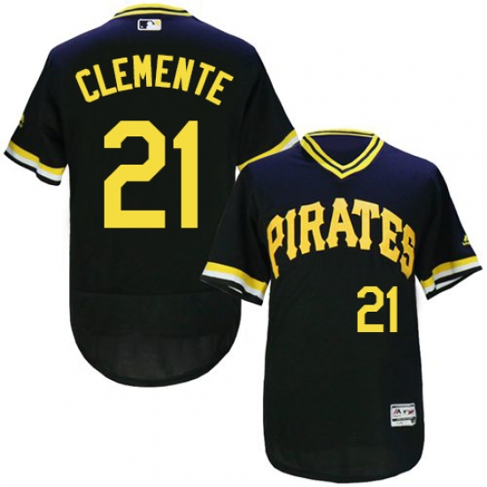 Men's Majestic Pittsburgh Pirates #21 Roberto Clemente Black Flexbase Authentic Collection Cooperstown MLB Jersey
