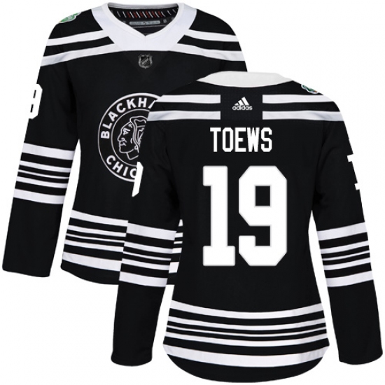Women's Adidas Chicago Blackhawks #19 Jonathan Toews Authentic Black 2019 Winter Classic NHL Jersey - Ujersey