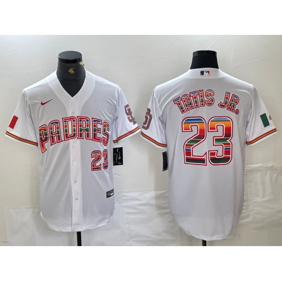 Men's San Diego Padres #23 Fernando Tatis Jr Mexico White Cool Base Stitched Baseball Jersey - Ujersey