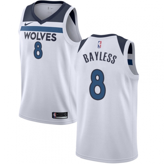 Men's Nike Minnesota Timberwolves #8 Jerryd Bayless Swingman White NBA Jersey - Association Edition - Ujersey