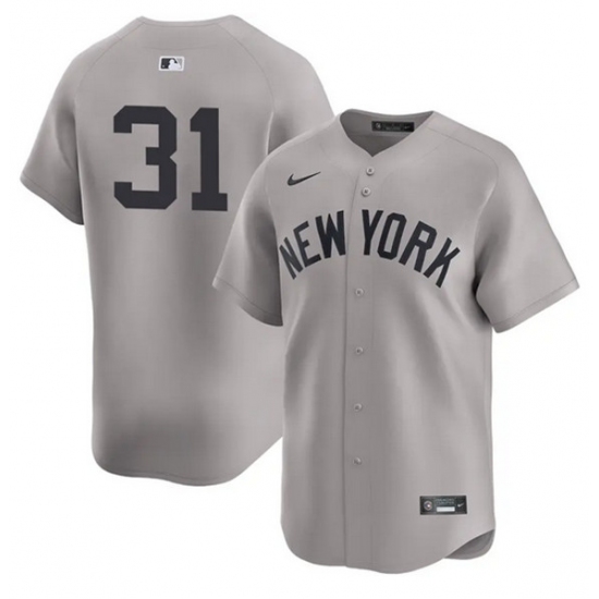 Mens New York Yankees #31 Cam Schlittler Gray 2026 Road Limited Stitched Baseball Jersey