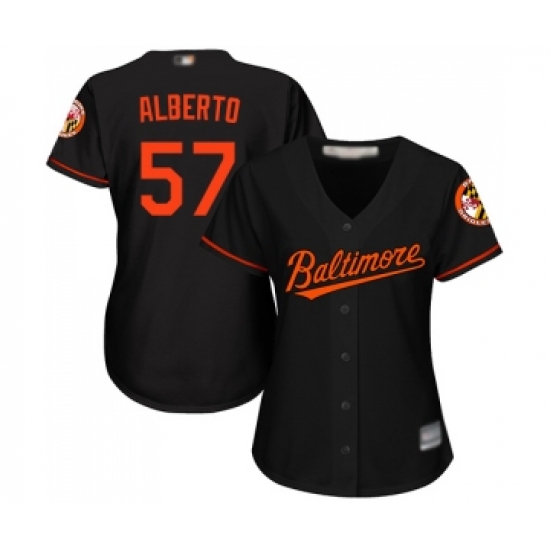 Women's Baltimore Orioles #57 Hanser Alberto Replica Black Alternate Cool Base Baseball Jersey - Ujersey