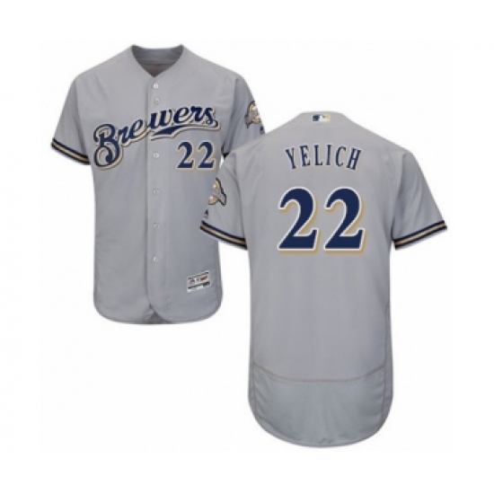 Men's Milwaukee Brewers #22 Christian Yelich Grey Road Flex Base Authentic Collection Baseball Player Jersey - Ujersey