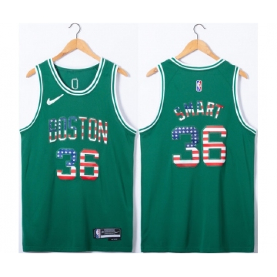 Men's Boston Celtics #36 Marcus Smart USA Flag Green Stitched Jersey - Ujersey