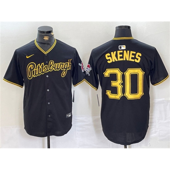 Men's Pittsburgh Pirates #30 Paul Skenes Black Stitched Baseball Jersey - Ujersey