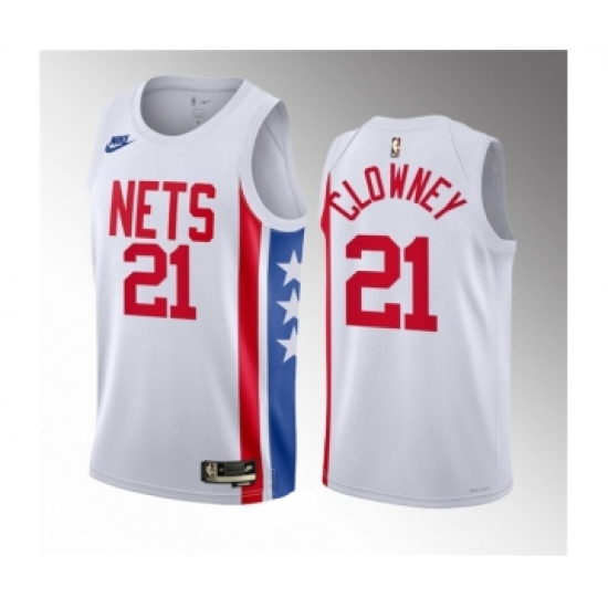 Men's Brooklyn Nets #21 Noah Clowney White 2023 Draft Classic Edition Stitched Basketball Jersey - Ujersey