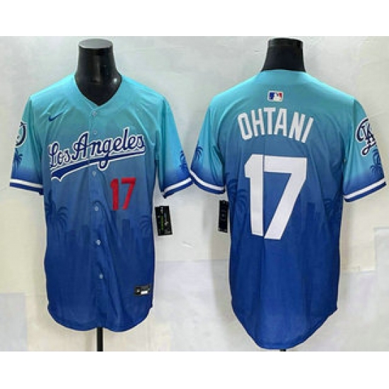 Men's Los Angeles Dodgers #17 Shohei Ohtani Blue 2025 City Connect Limited Stitched Jersey - Ujersey