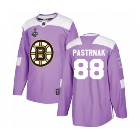 Men's Boston Bruins #88 David Pastrnak Authentic Purple Fights Cancer Practice 2019 Stanley Cup Final Bound Hockey Jersey - Ujersey