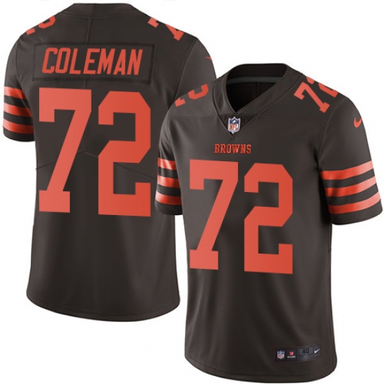 Men's Nike Cleveland Browns #72 Shon Coleman Elite Brown Rush Vapor Untouchable NFL Jersey - Ujersey