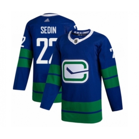 Men's Vancouver Canucks #22 Daniel Sedin Authentic Royal Blue Alternate Hockey Jersey - Ujersey