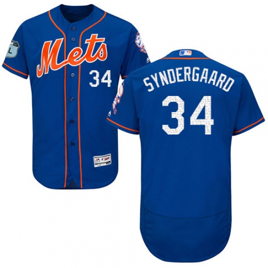 Men's Majestic New York Mets #34 Noah Syndergaard Royal Blue 2017 Spring Training Authentic Collection Flex Base MLB Jersey - Ujersey