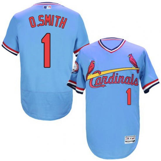 Men's Majestic St. Louis Cardinals #1 Ozzie Smith Light Blue Flexbase Authentic Collection Cooperstown MLB Jersey - Ujersey