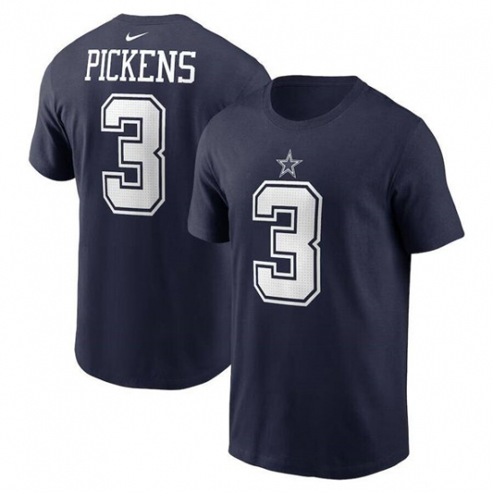 Men's Dallas Cowboys #3 George Pickens Navy T-Shirt - Ujersey