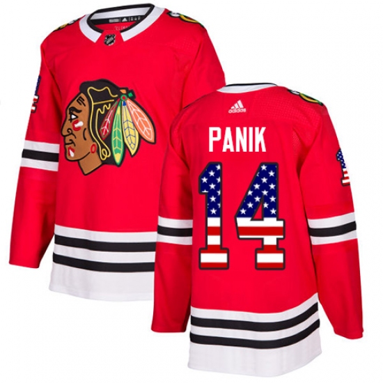 Men's Adidas Chicago Blackhawks #14 Richard Panik Authentic Red USA Flag Fashion NHL Jersey - Ujersey