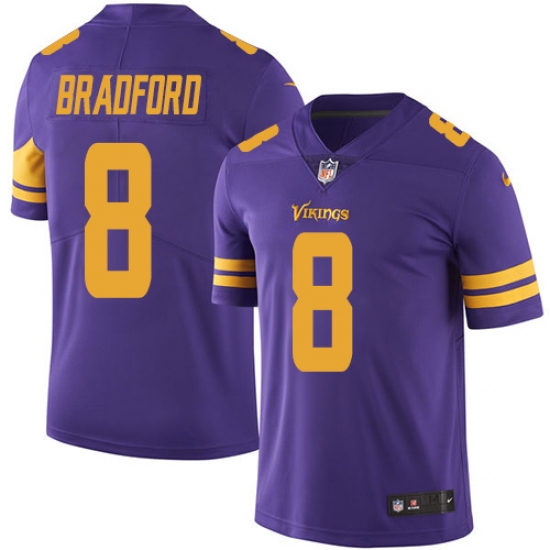 Youth Nike Minnesota Vikings #8 Sam Bradford Elite Purple Rush Vapor Untouchable NFL Jersey - Ujersey