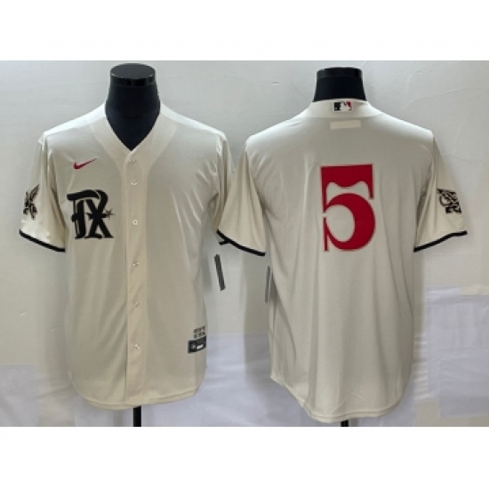 Men's Texas Rangers #5 Corey Seager Cream 2023 City Connect Cool Base Stitched Jersey - Ujersey