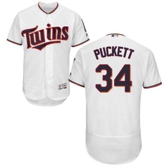 Men's Majestic Minnesota Twins #34 Kirby Puckett White Home Flex Base Authentic Collection MLB Jersey - Ujersey