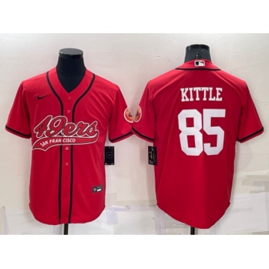 Men's San Francisco 49ers #85 George Kittle Red Stitched Cool Base Nike Baseball Jersey - Ujersey