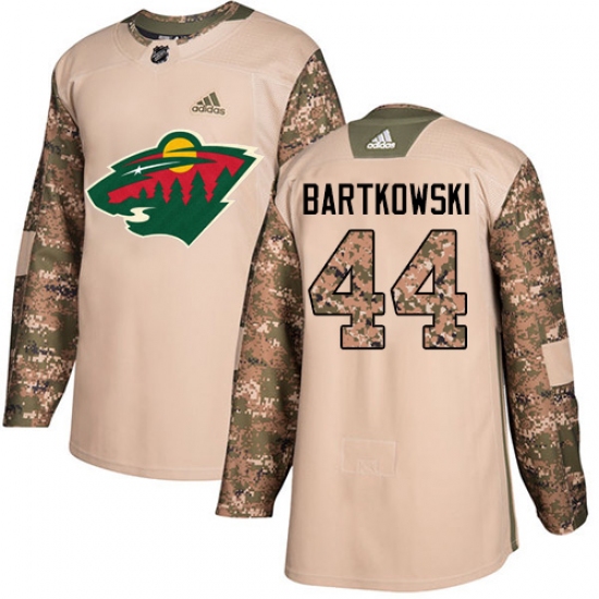 Men's Adidas Minnesota Wild #44 Matt Bartkowski Authentic Camo Veterans Day Practice NHL Jersey - Ujersey