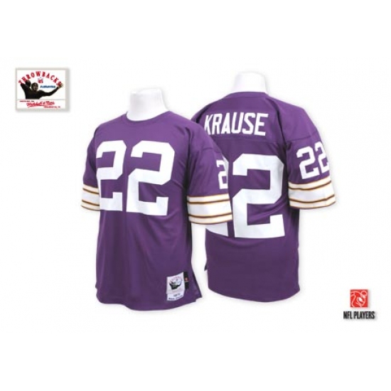 Mitchell And Ness Minnesota Vikings #22 Paul Krause Purple Team Color Authentic Throwback NFL Jersey - Ujersey