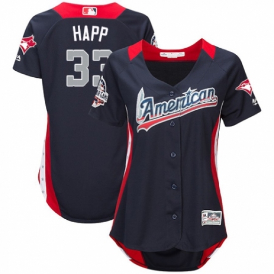 Women's Majestic Toronto Blue Jays #33 J.A. Happ Game Navy Blue American League 2018 MLB All-Star MLB Jersey - Ujersey